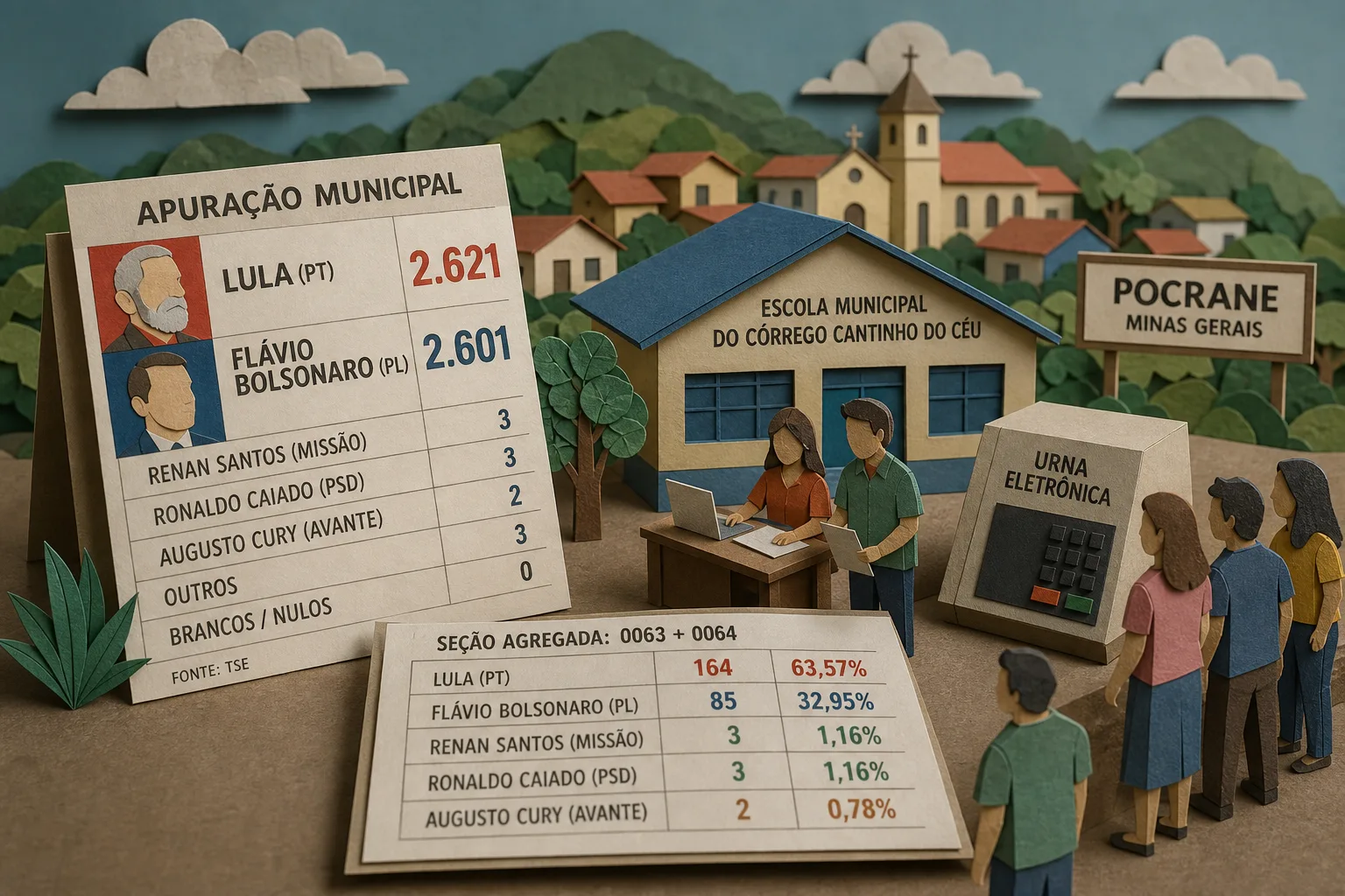 Lula lidera apuração para a Presidência em Pocrane no interior mineiro