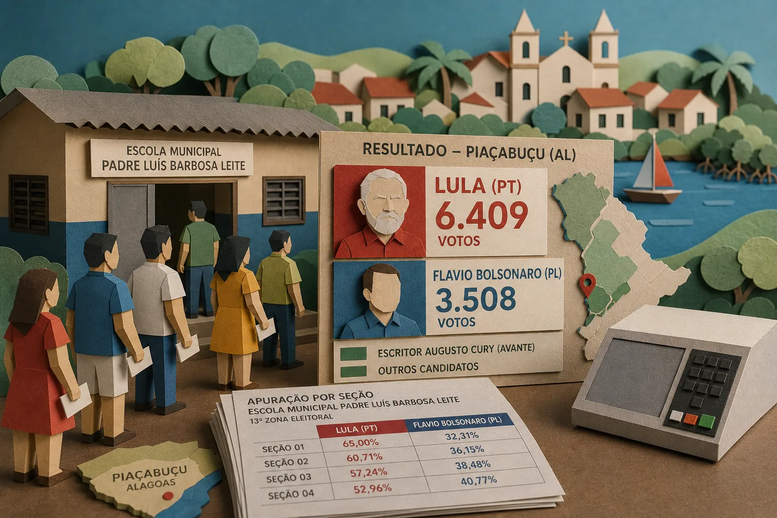 Lula lidera apuração para presidente em Piaçabuçu com 6.409 votos