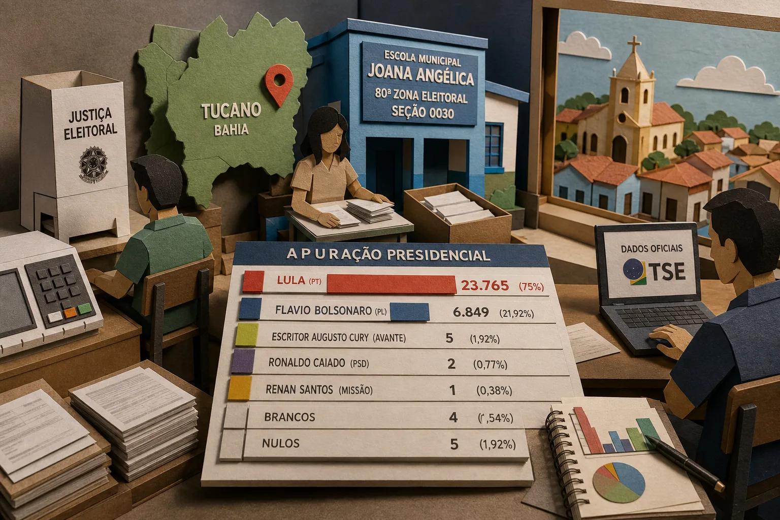 Lula lidera apuração presidencial em Tucano na Bahia com 23,7 mil votos