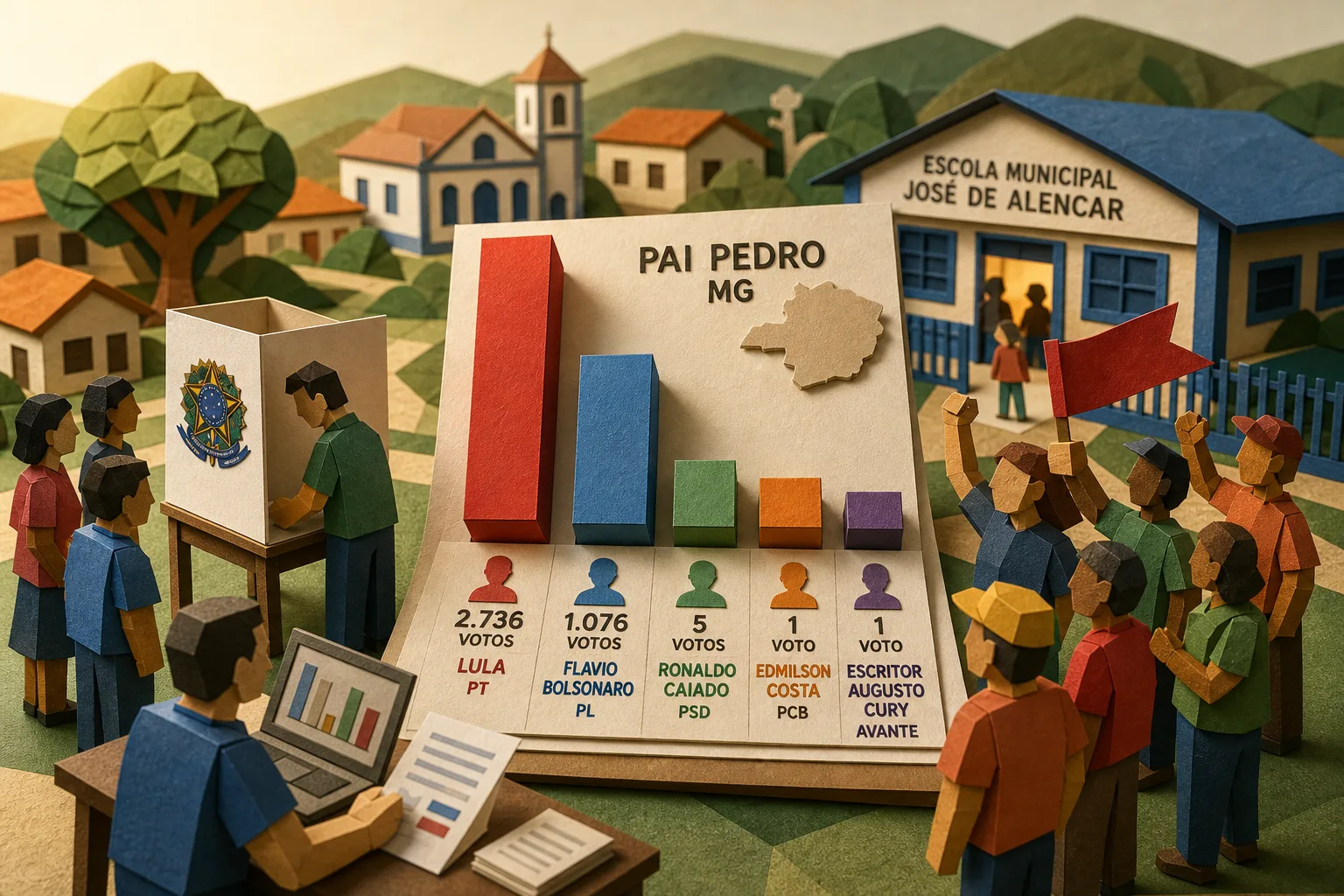 Lula lidera disputa presidencial e vence Flavio Bolsonaro em Pai Pedro (MG)