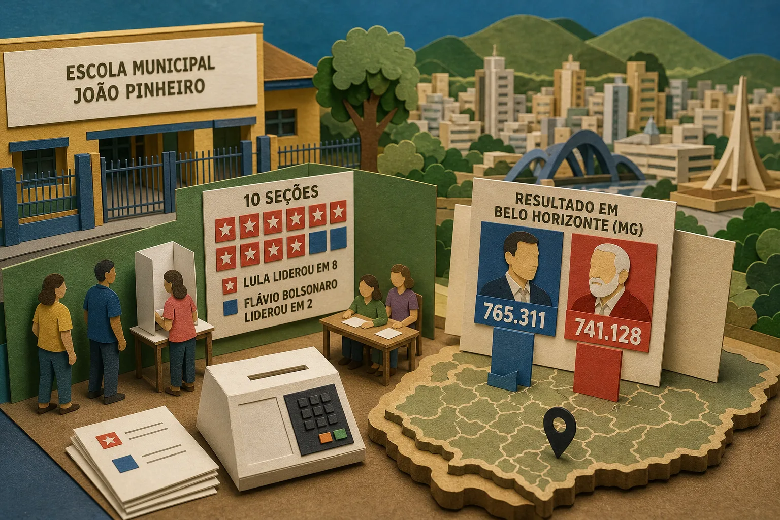 Lula lidera na Escola João Pinheiro e Flávio Bolsonaro vence na capital mineira
