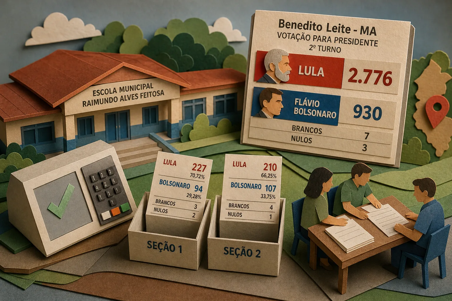 Lula lidera votação para presidente em colégio eleitoral de Benedito Leite