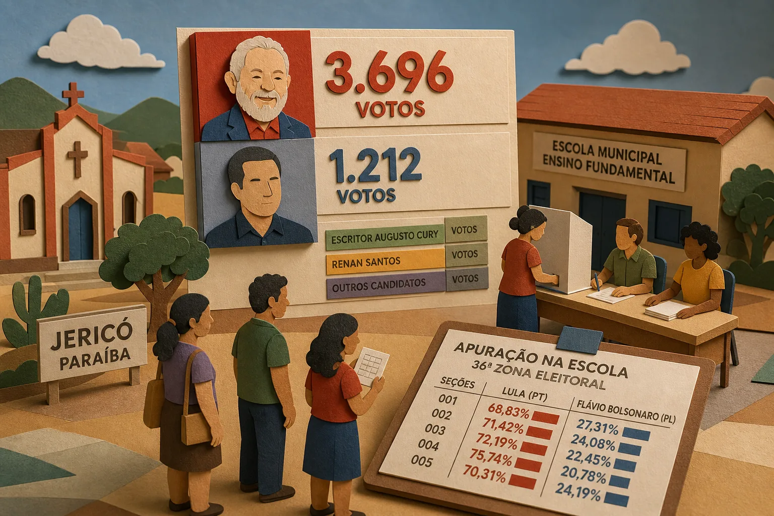 Lula lidera votação para presidente em Jericó na Paraíba com 3.696 votos