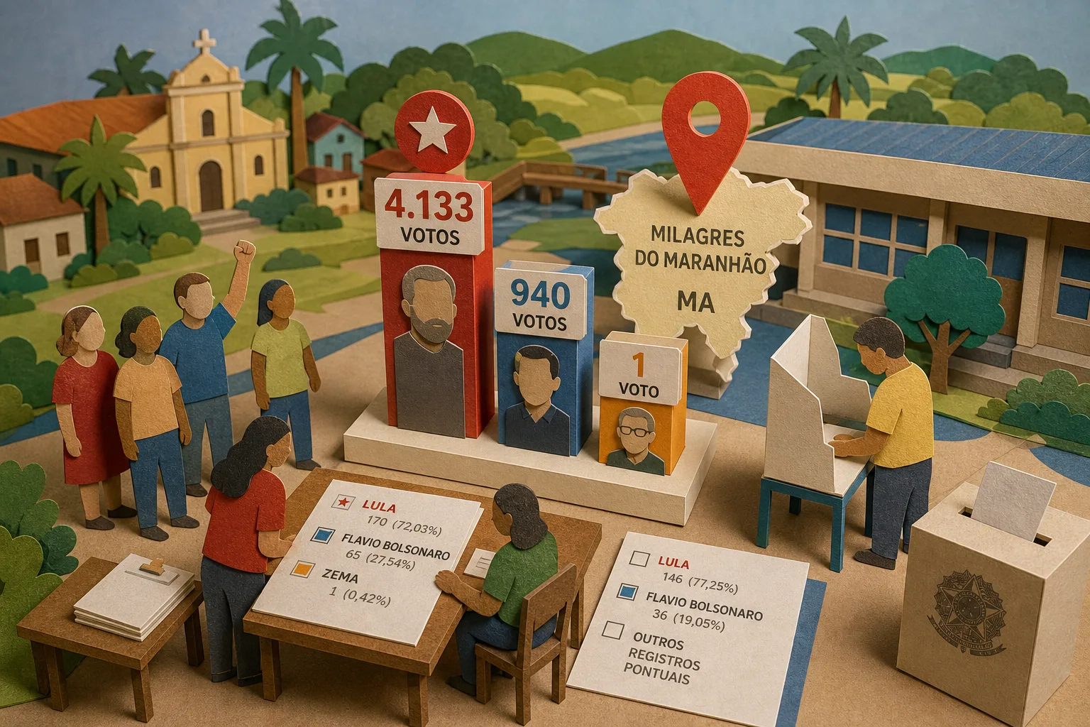 Lula lidera votação para presidente em Milagres do Maranhão com 4.133 votos