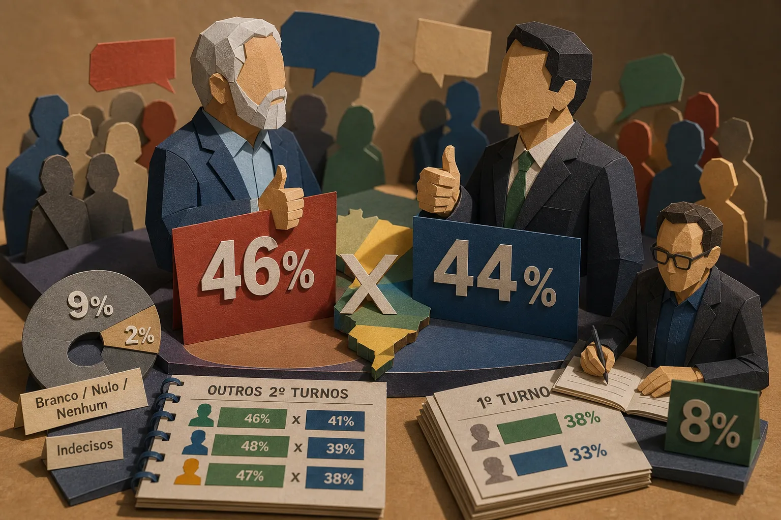 Lula soma 46% e Flávio Bolsonaro tem 44% em simulação de segundo turno
