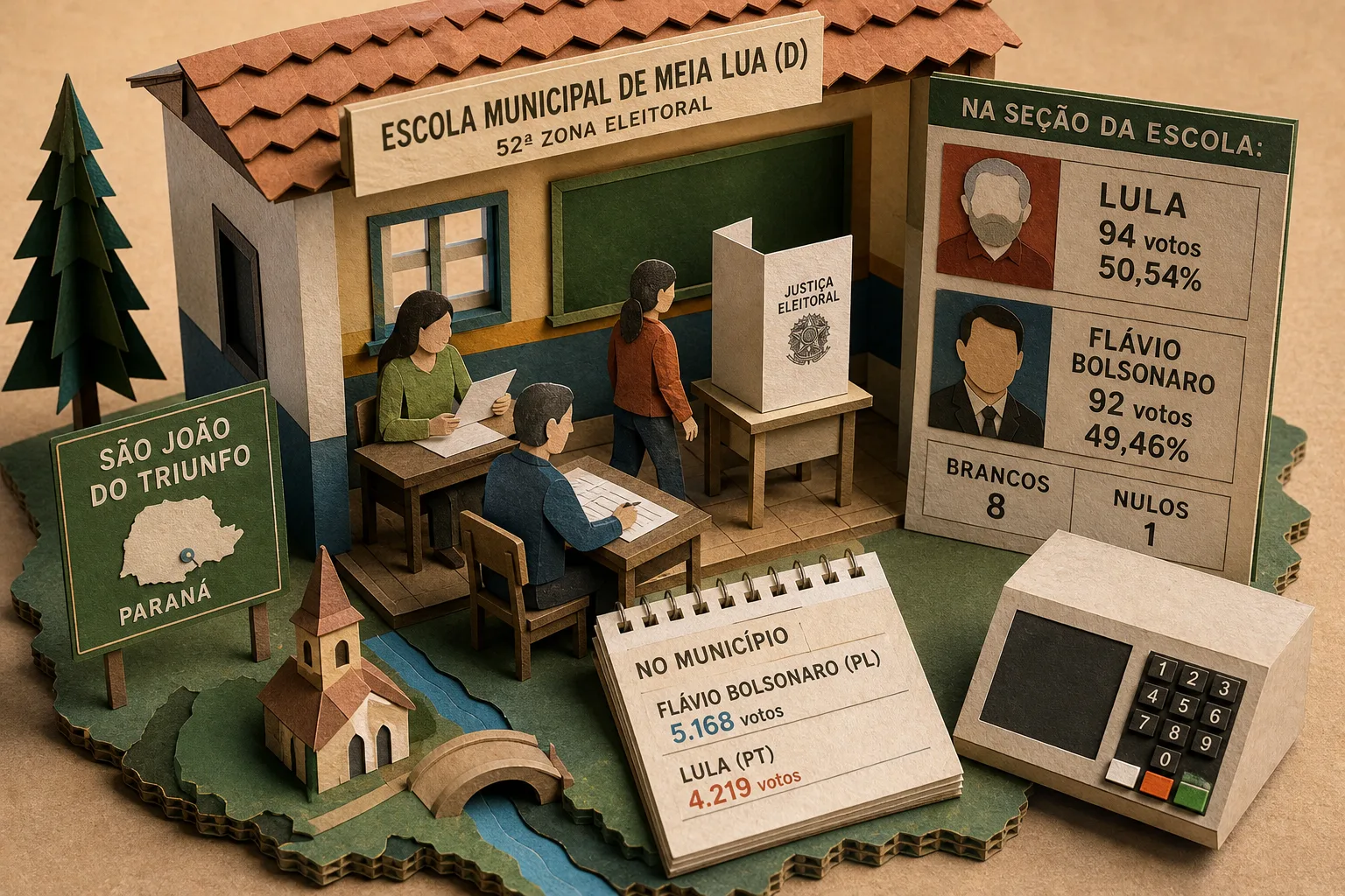 Lula supera Flávio Bolsonaro em seção escolar de São João do Triunfo no Paraná