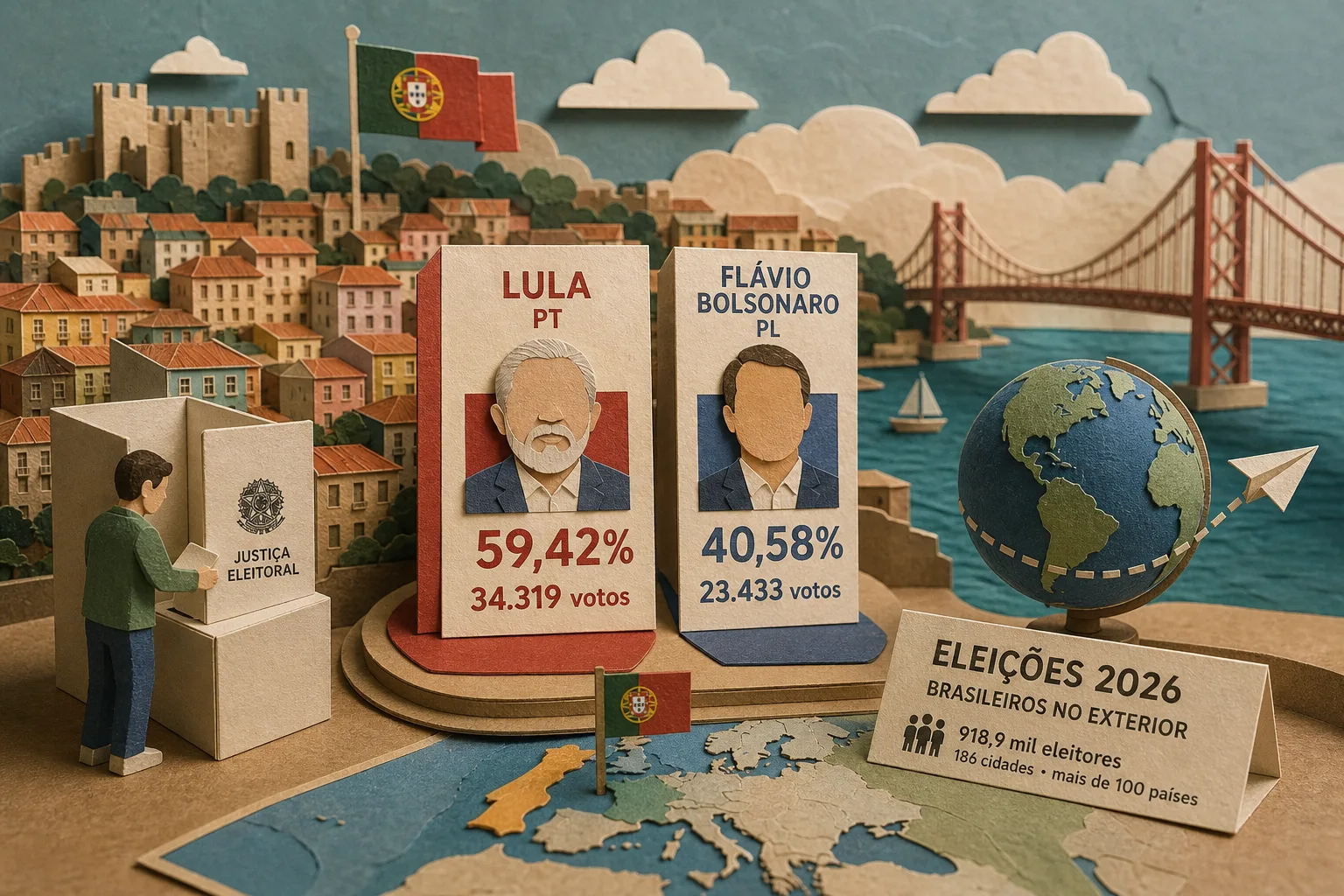 Lula vence disputa contra Flávio Bolsonaro entre eleitores em Portugal