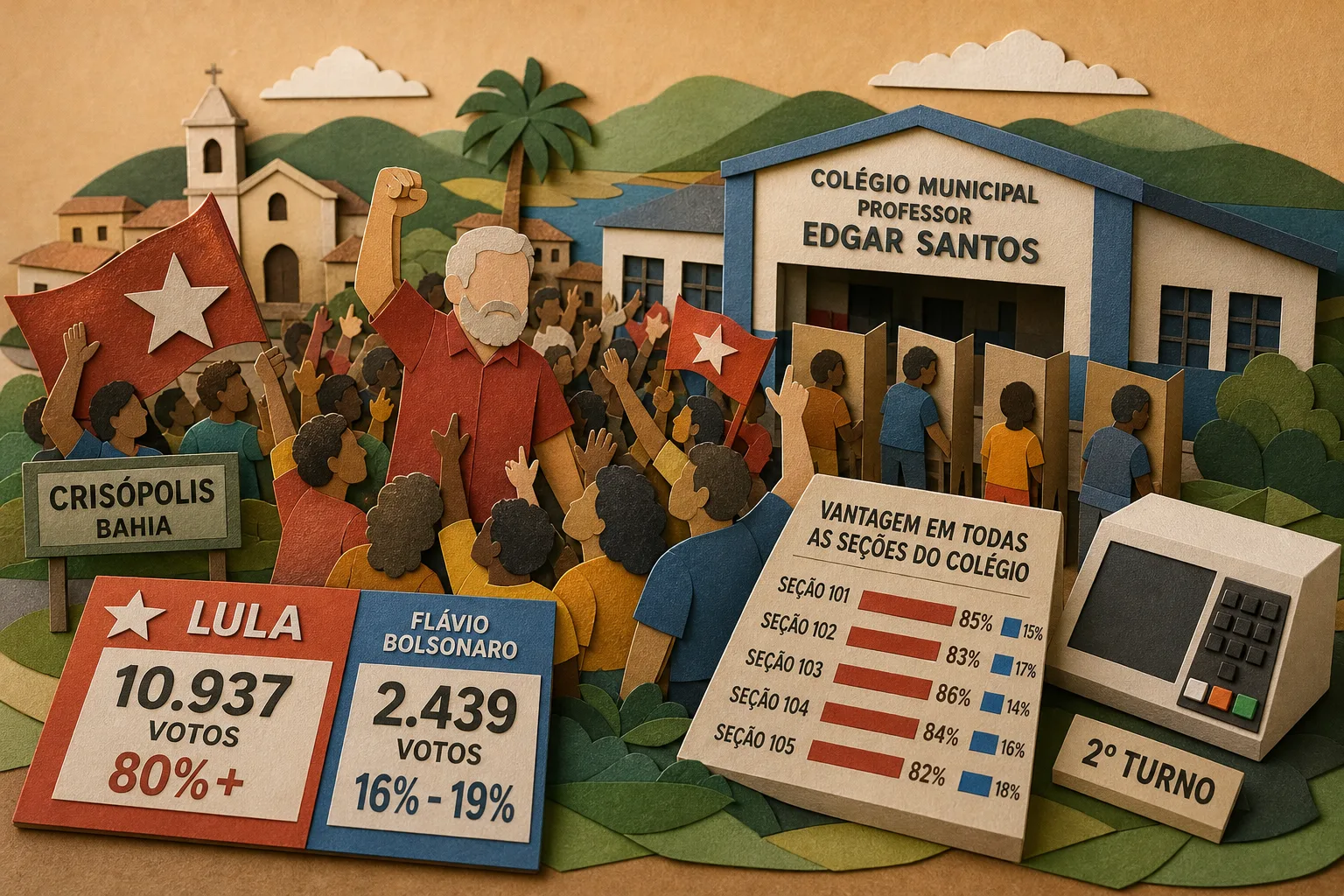 Lula vence disputa para presidente da República na cidade de Crisópolis