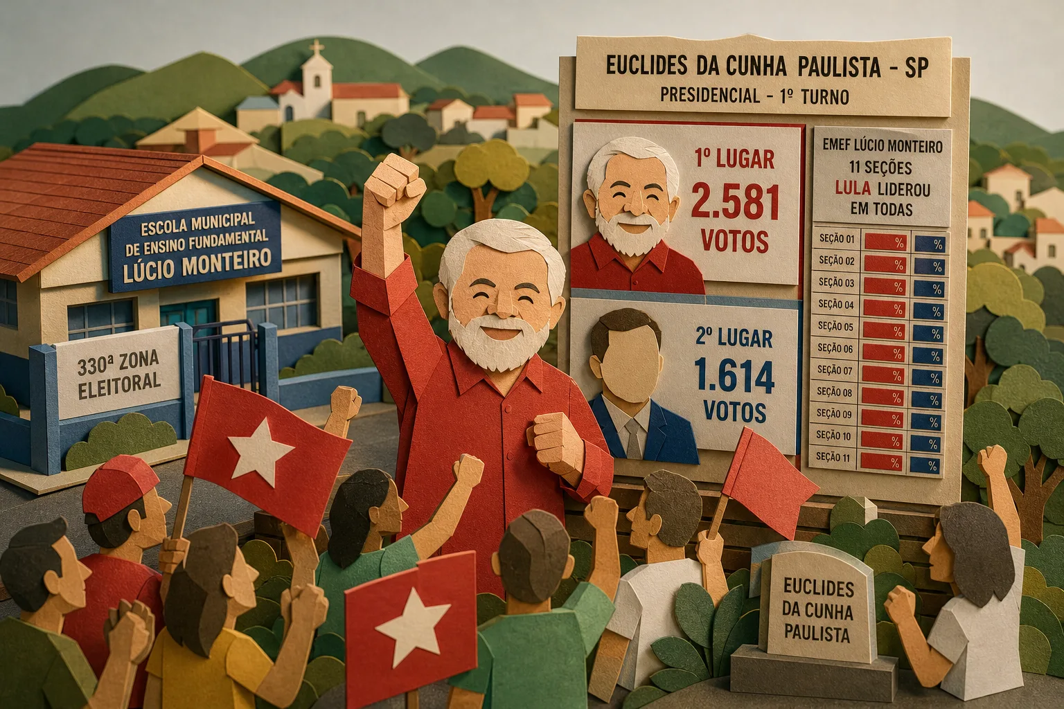 Lula vence disputa presidencial do 1º turno em Euclides da Cunha Paulista
