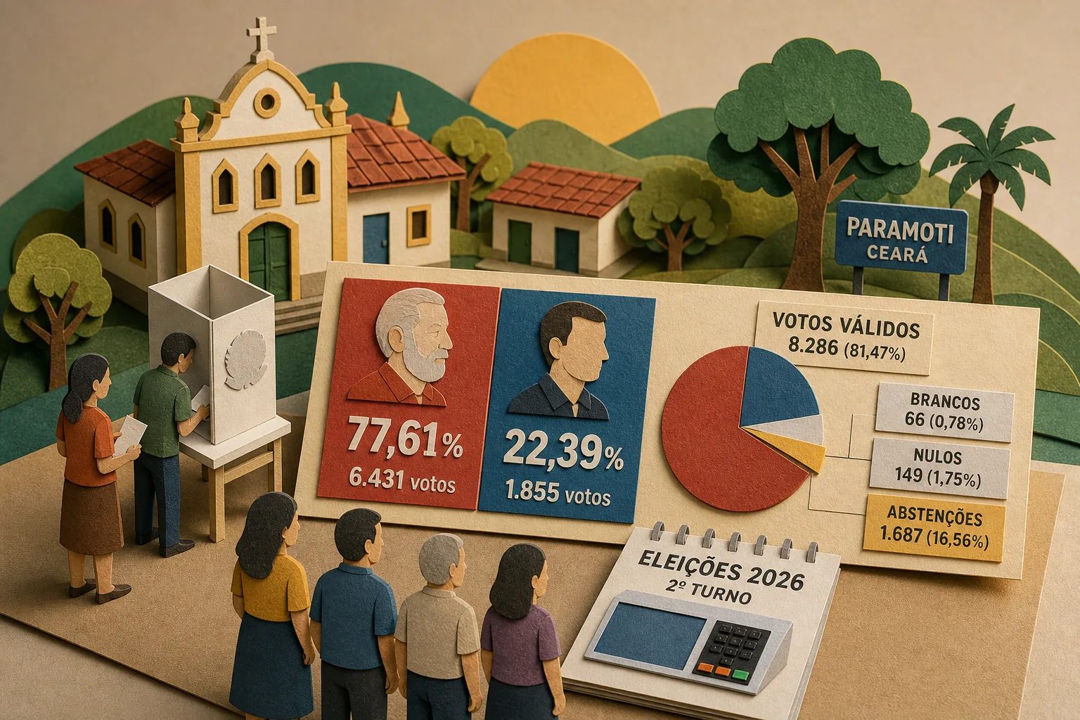 Lula vence eleição para presidente em Paramoti com 77,61% dos votos válidos
