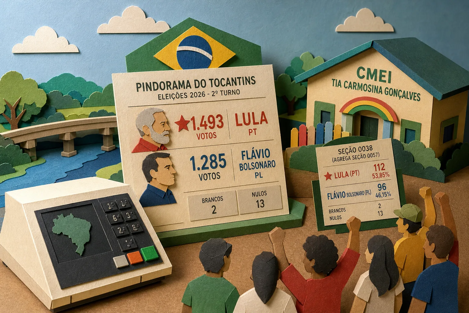 Lula vence Flávio Bolsonaro na disputa presidencial em Pindorama do Tocantins