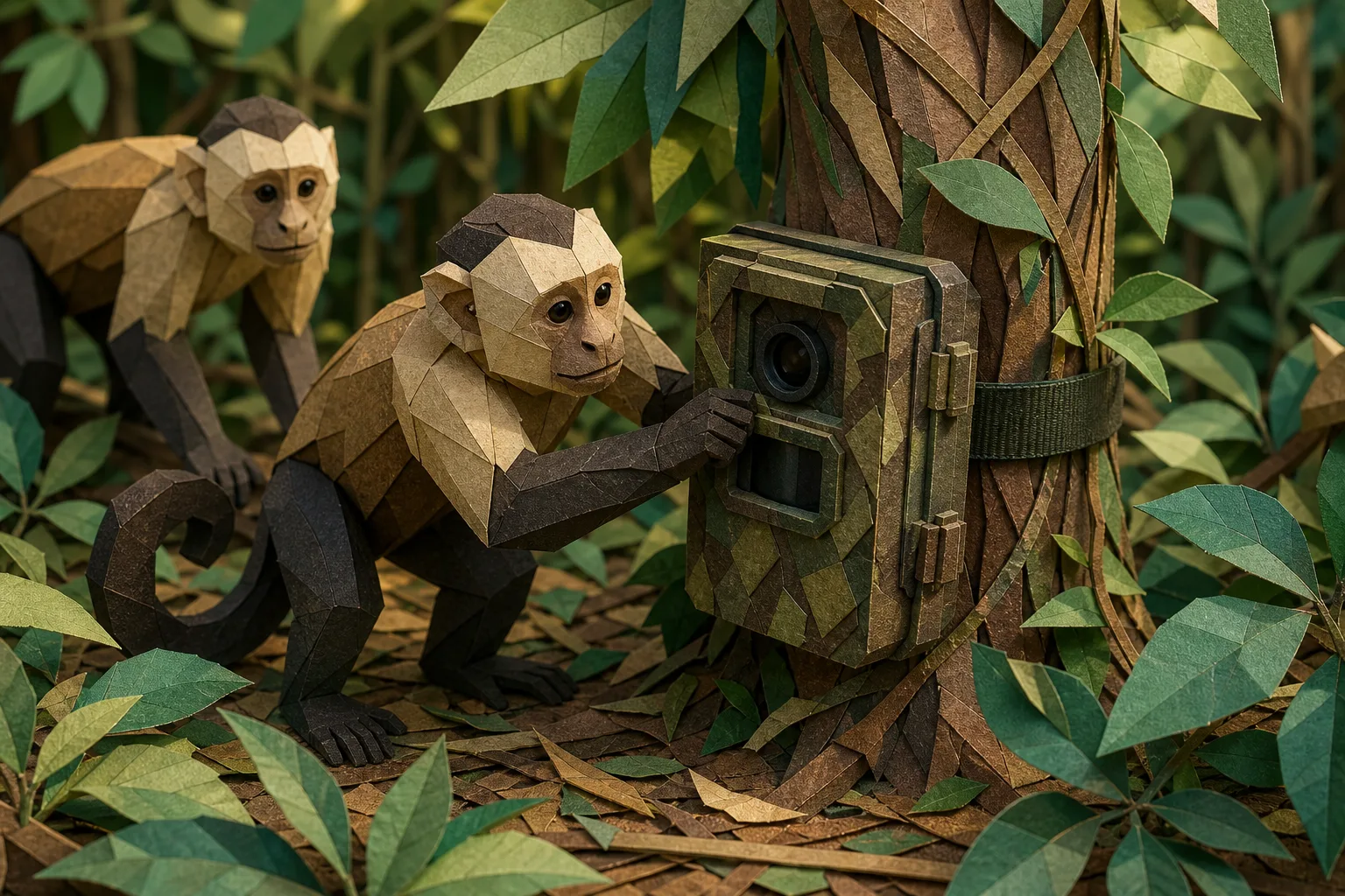 Macacos-pregos exploram equipamento de monitoramento da fauna em reserva de MT