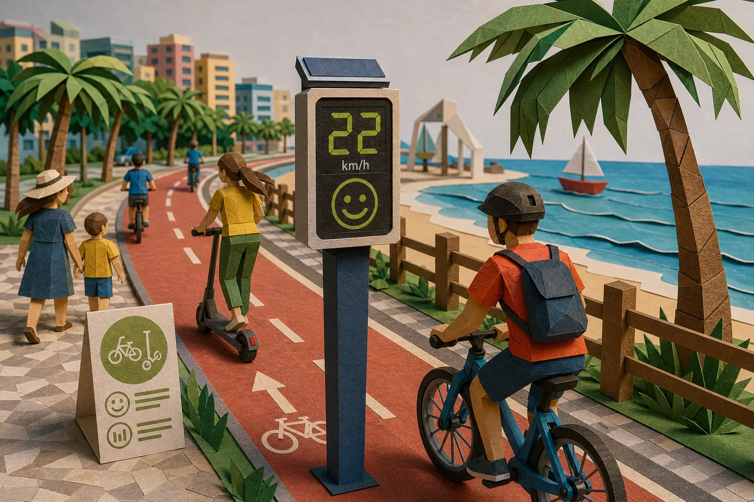 Maceió instala medidores educativos em quatro pontos da ciclovia na orla marítima