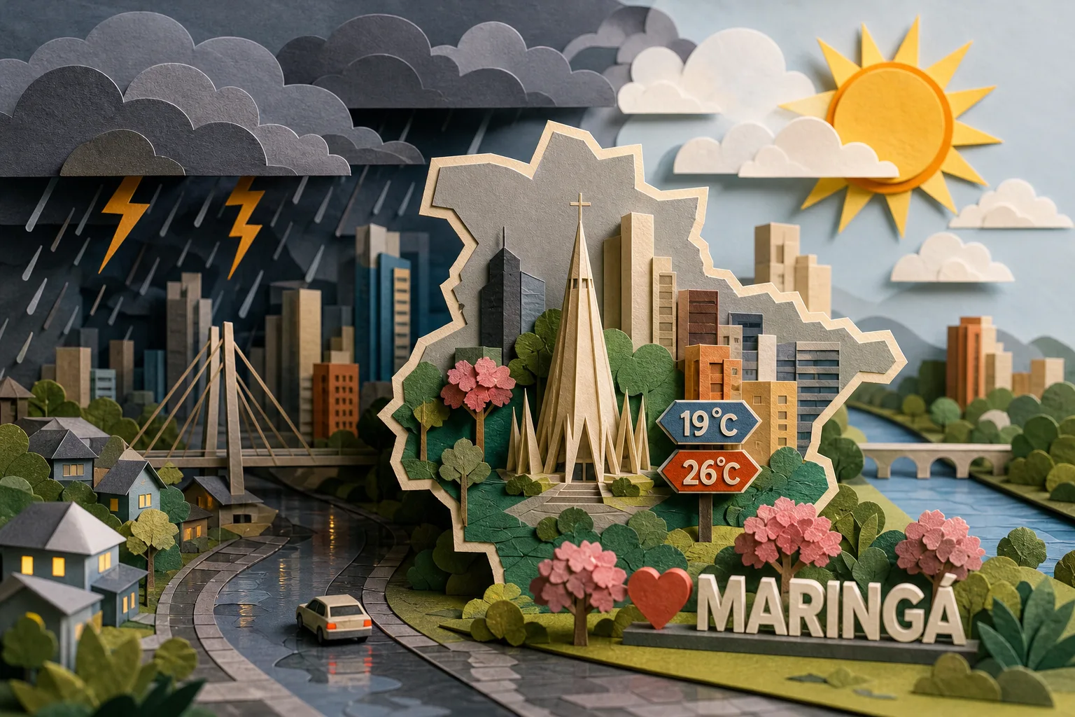 Maringá tem alerta de temporais e trovoadas ao longo de toda esta quarta-feira