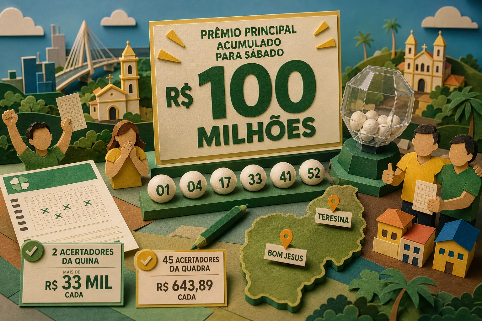 Mega-Sena acumula em R$ 100 milhões e premia jogos de Teresina e Bom Jesus