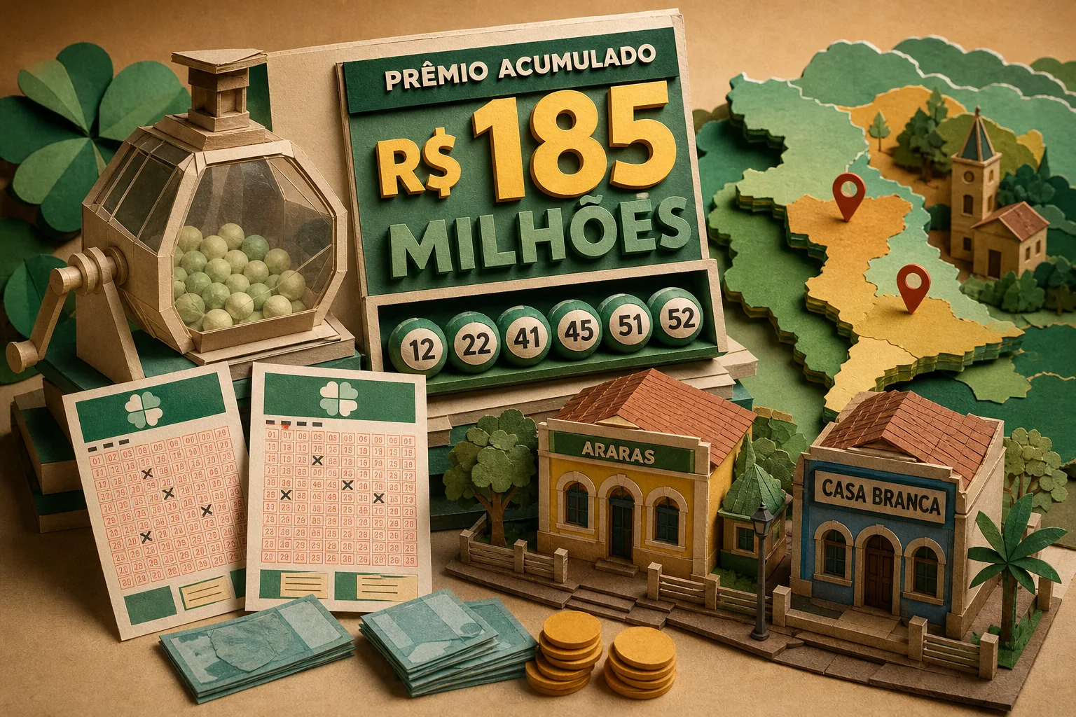 Mega-Sena acumula em R$ 185 milhões e premia bilhetes de Araras e Casa Branca
