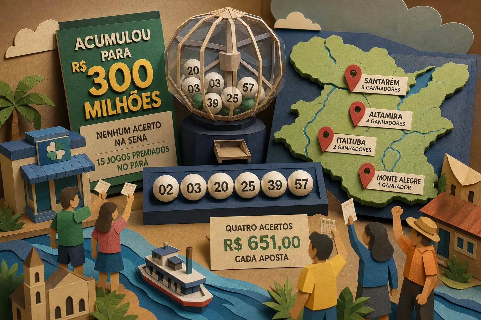 Mega-Sena acumula para R$ 300 milhões e concurso premia 15 jogos no Pará