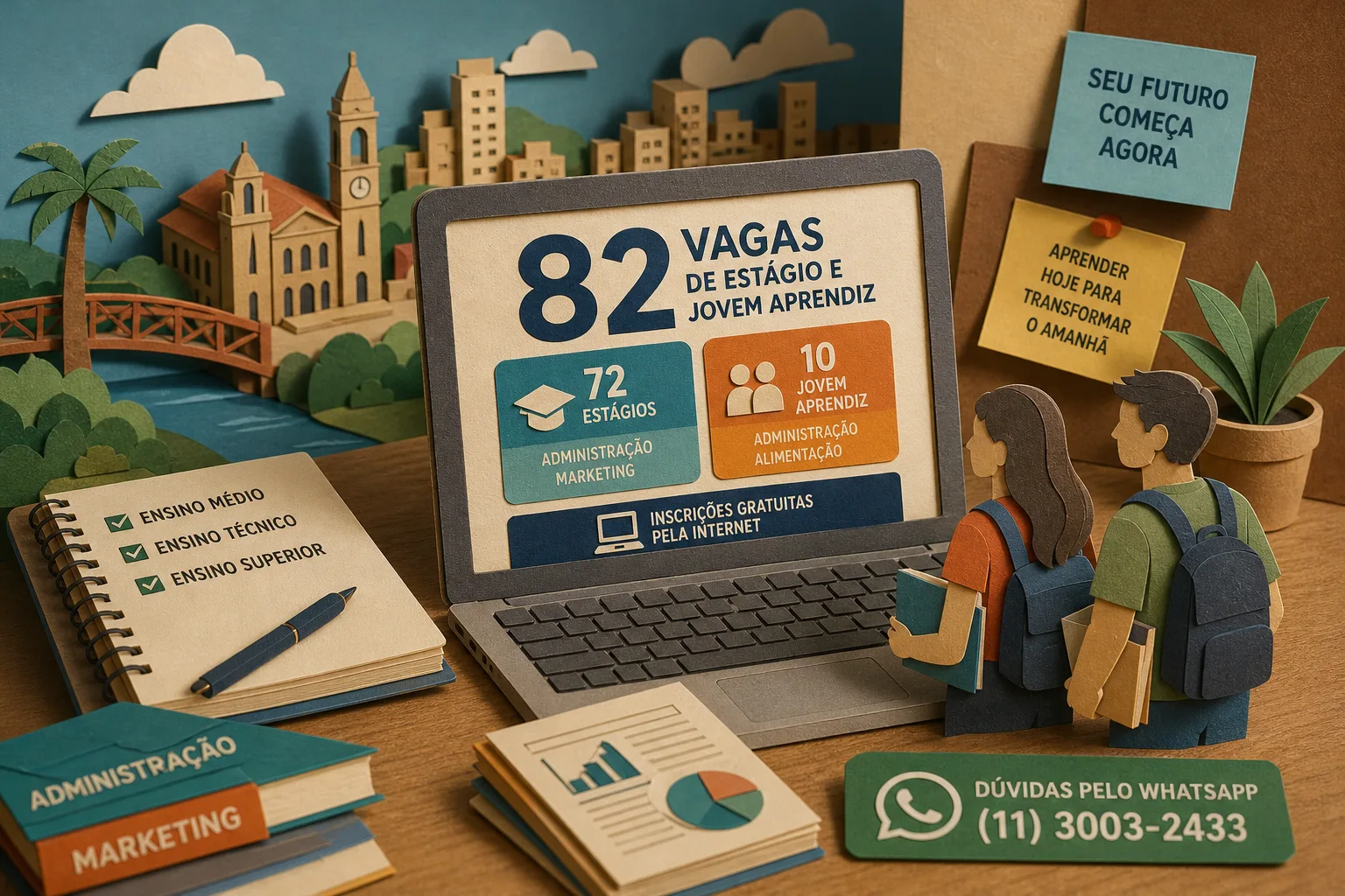 Mogi das Cruzes reúne mais de 80 vagas de estágio e jovem aprendiz para estudantes