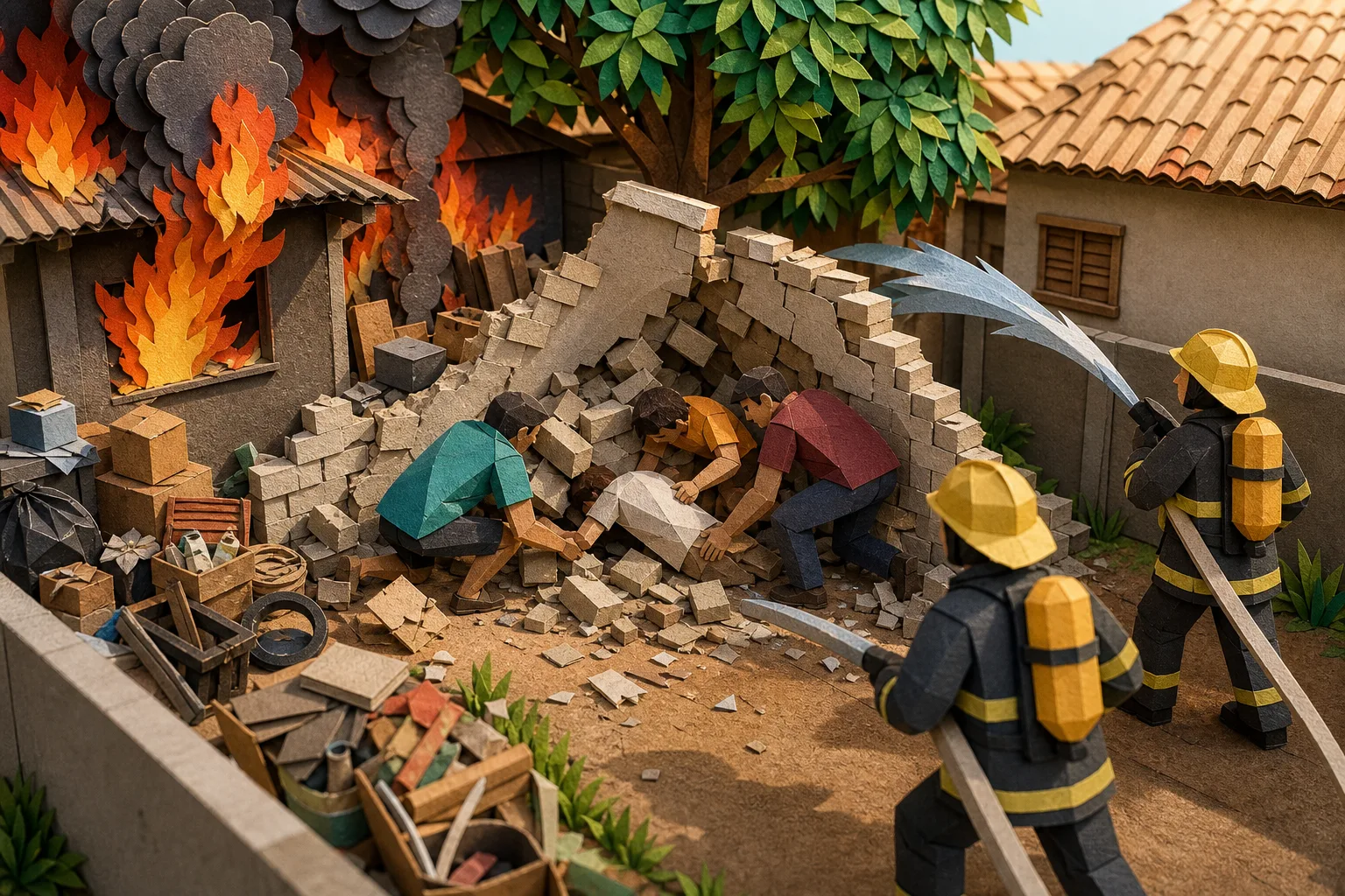 Morador fica ferido após parede desabar durante fuga de incêndio em Cariacica