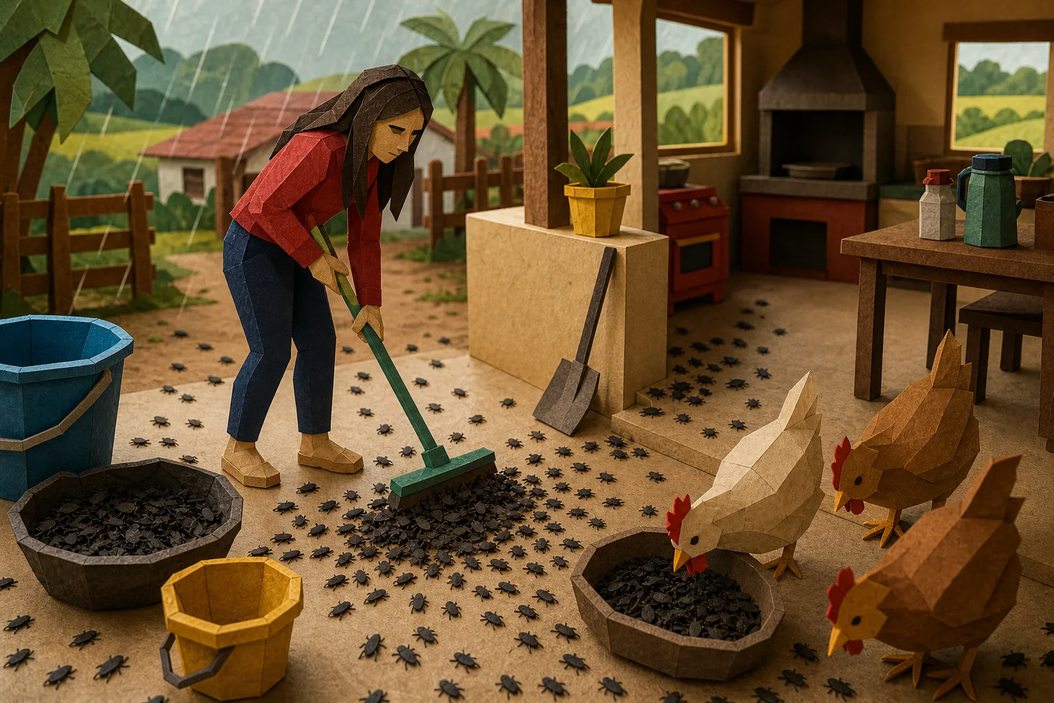 Moradora de fazenda em Goiás filma grande volume de insetos dentro de casa