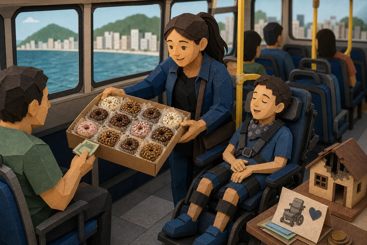 Moradora de Santos vende doces em coletivos para adquirir cadeira especial ao filho