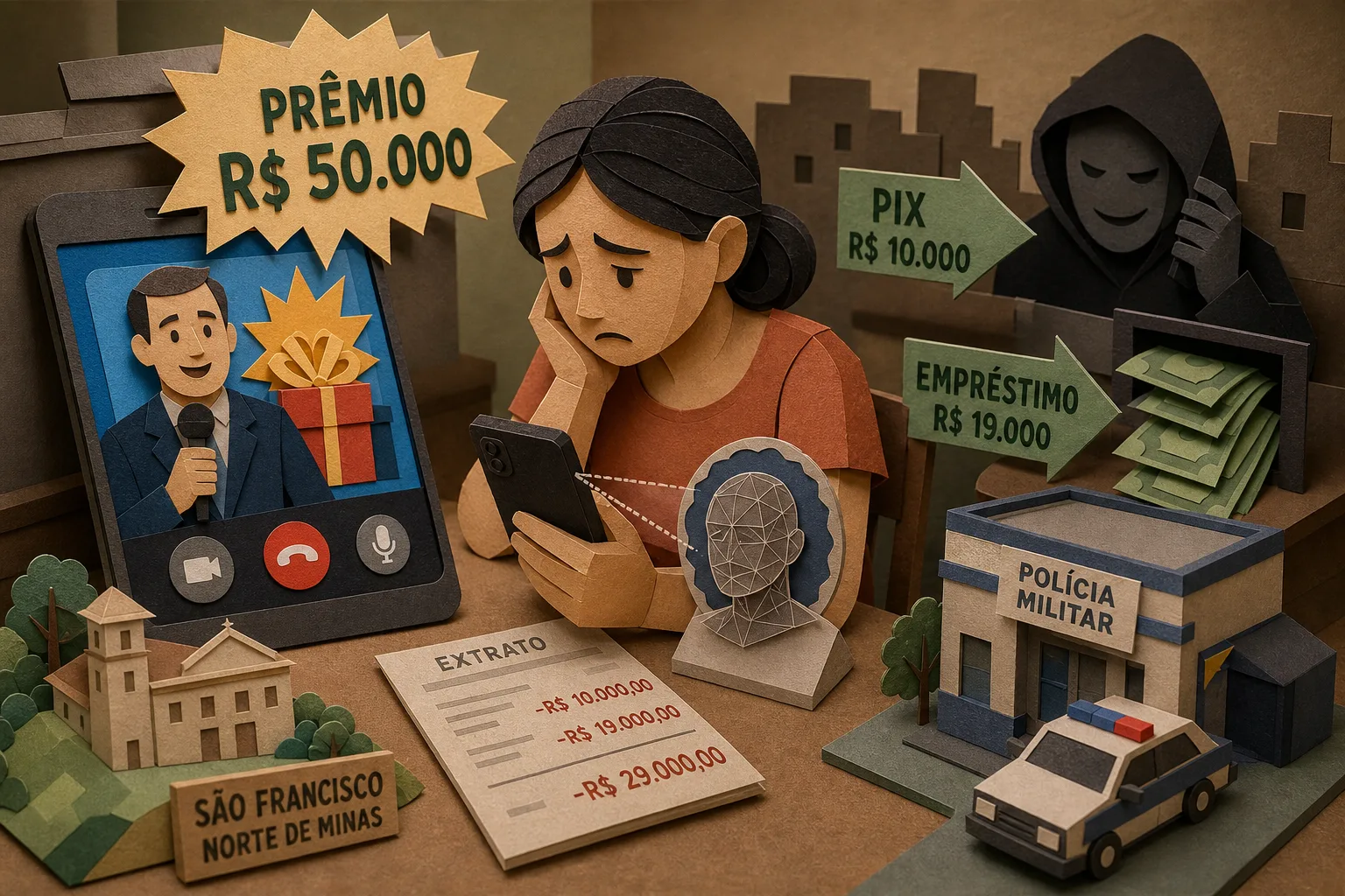Moradora do Norte de Minas perde R$ 29 mil em fraude com falso prêmio de TV
