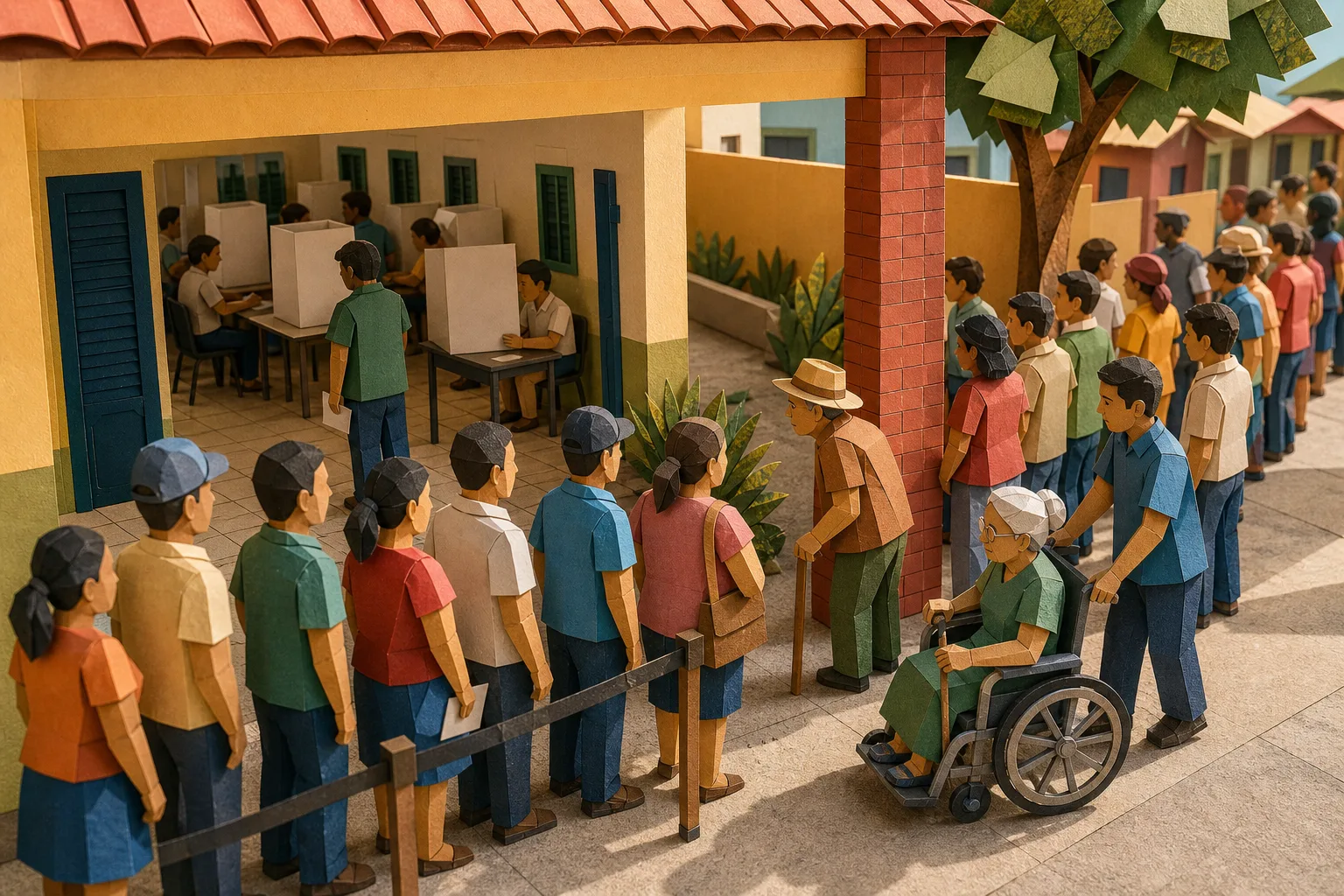 Moradores enfrentam longa espera em colégio eleitoral de Barroquinha no Ceará