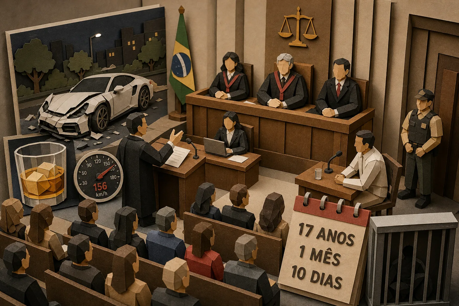 Motorista de Porsche confessa consumo de álcool em júri e é condenado a 17 anos