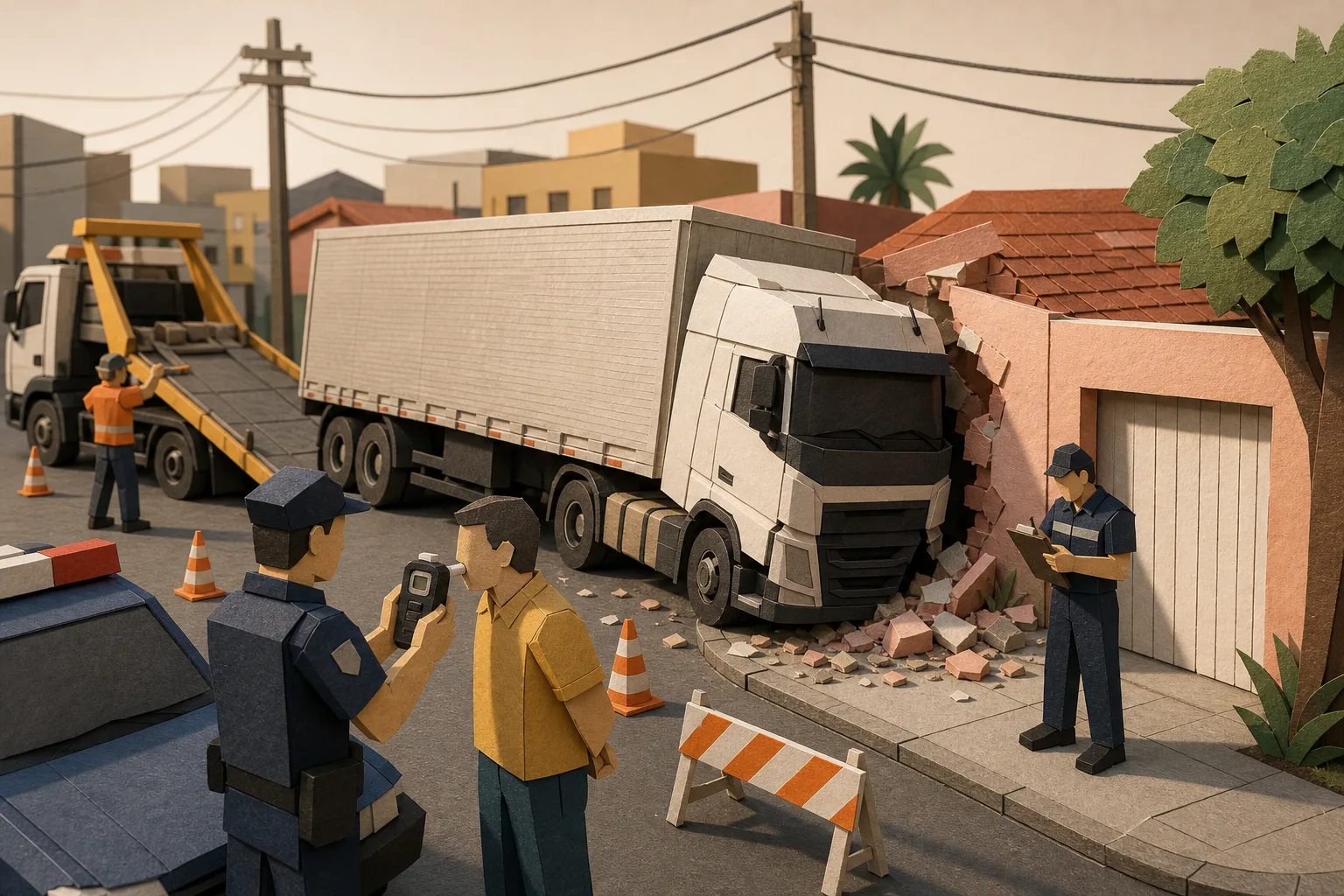Motorista embriagado bate carreta em muro e acaba detido em Várzea Grande