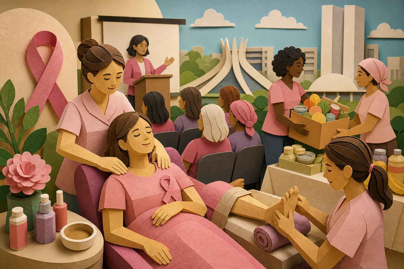 Mulheres com câncer de mama têm dia de bem-estar e cuidados no Hospital de Base