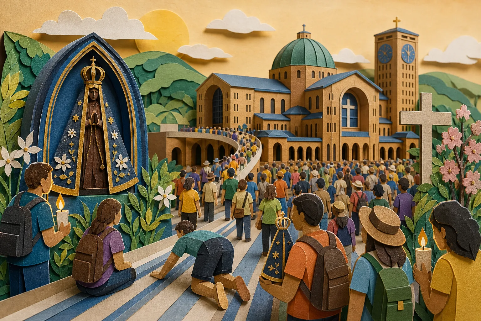 Multidão de romeiros visita Basílica de Aparecida para cumprir promessas