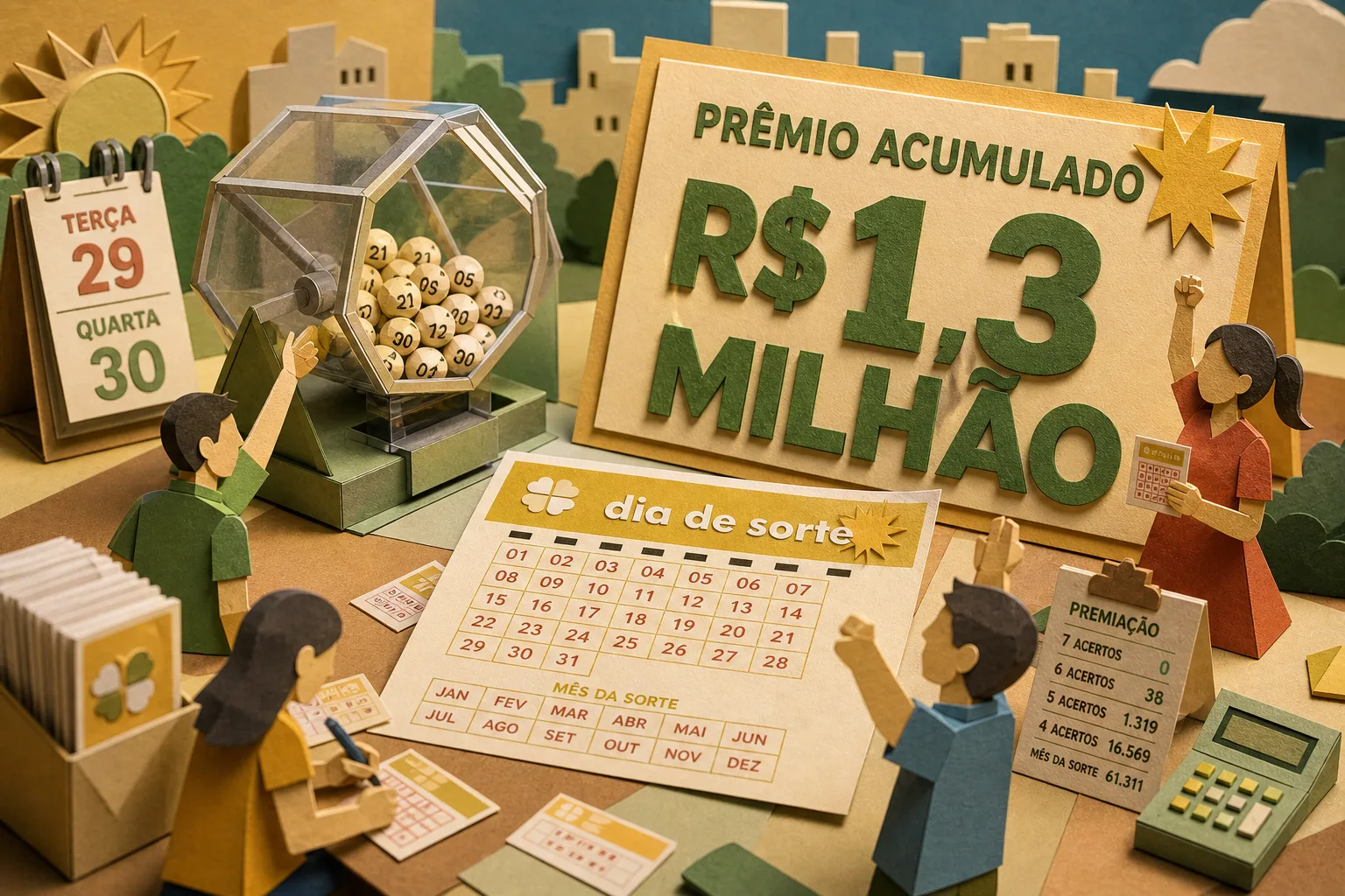 Ninguém acerta sete dezenas da Dia de Sorte e prêmio chega a R$ 1,3 milhão