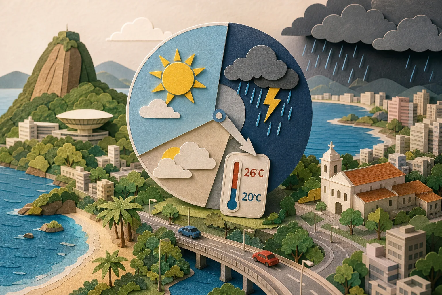 Niterói registra aberturas de sol e pancadas de chuva entre a tarde e a noite