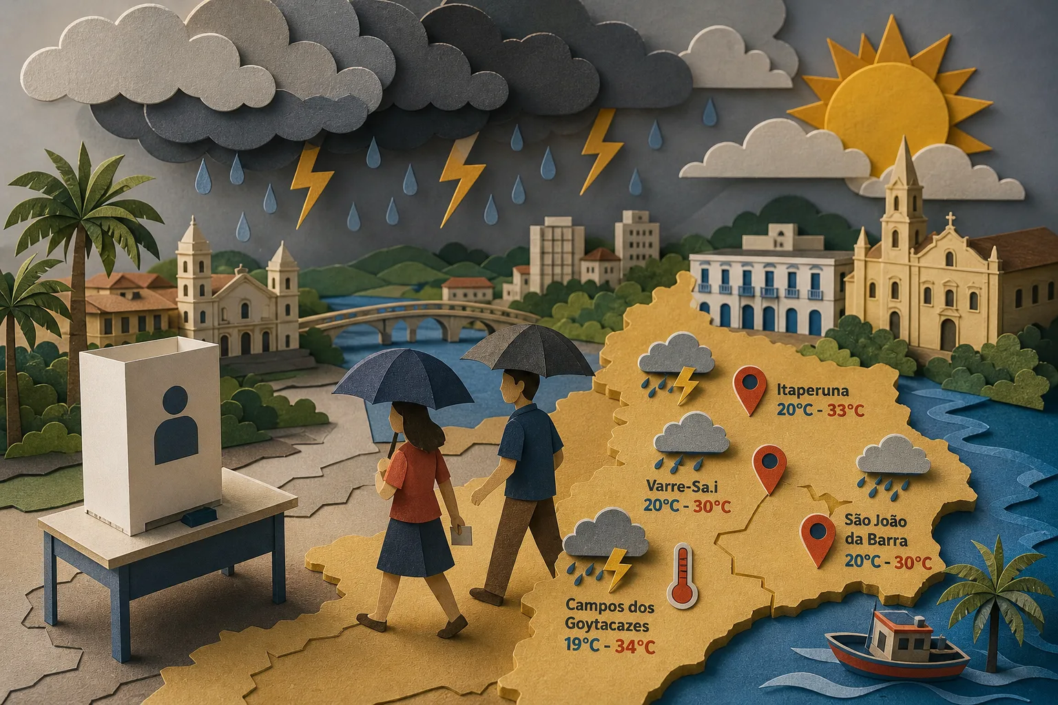 Norte e Noroeste Fluminense têm previsão de pancadas de chuva no domingo de eleições