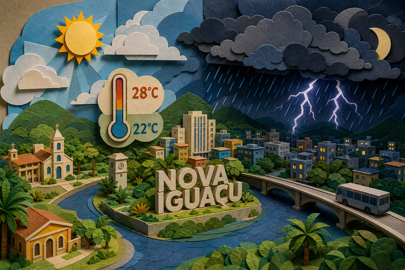 Nova Iguaçu tem termômetros até 28°C e expectativa de temporais no período noturno