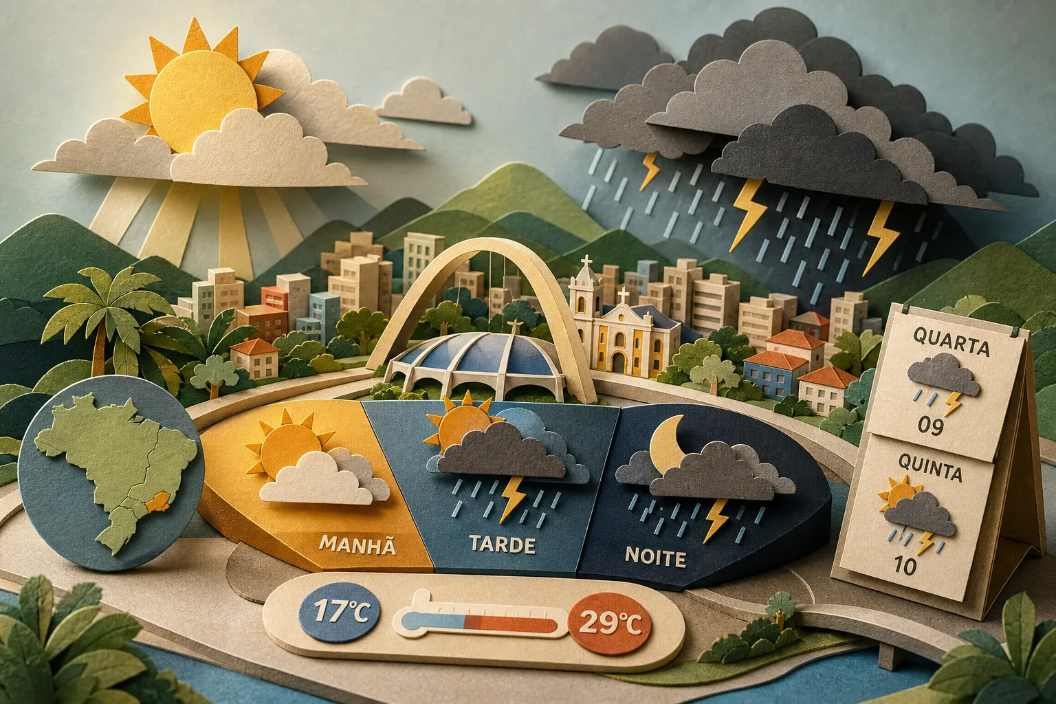 Nova Iguaçu terá dia de sol com pancadas de chuva e trovoadas a partir da tarde