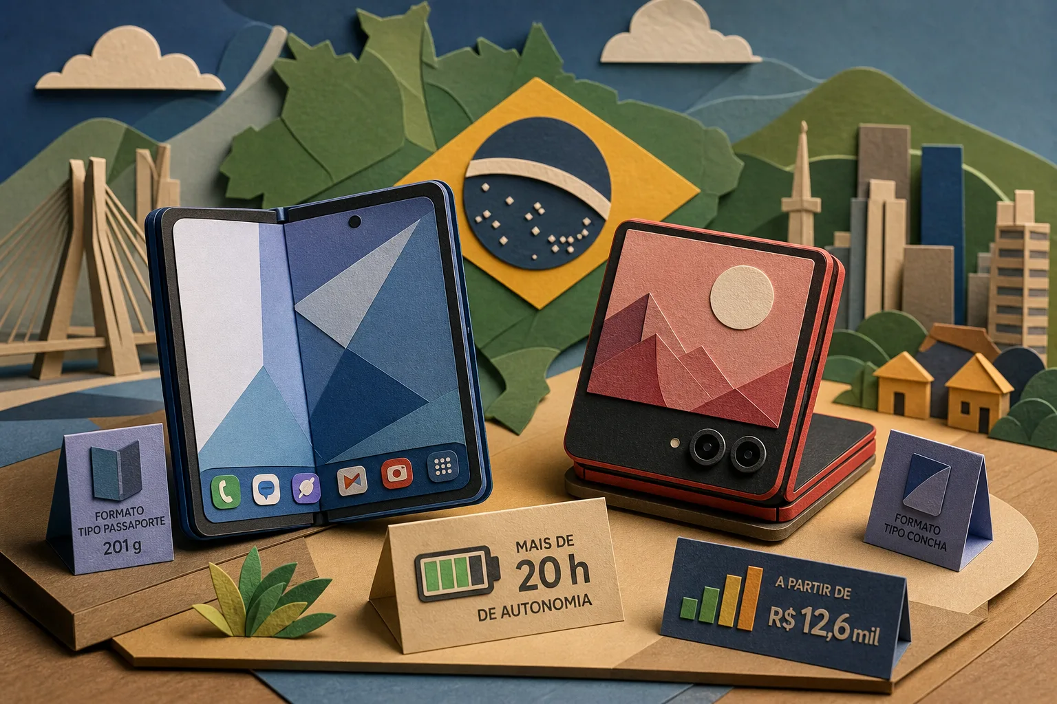 Novos dobráveis da Samsung e Motorola chegam ao Brasil com foco em formatos distintos