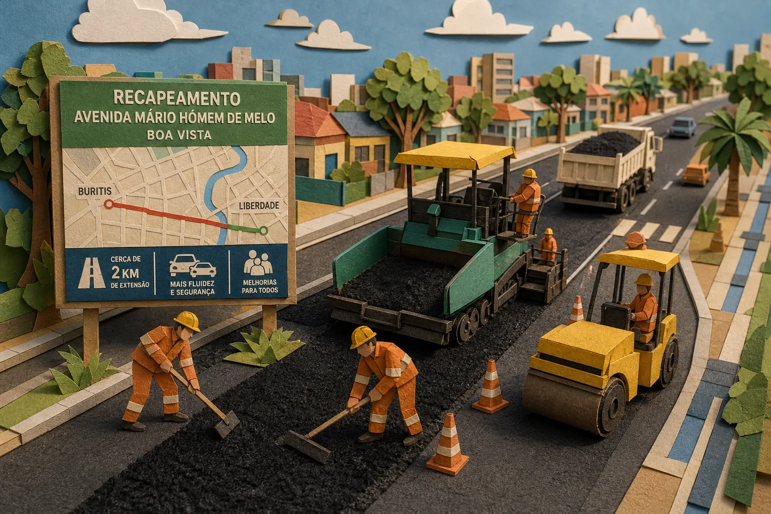 Obras de recuperação asfáltica avançam na avenida Mário Homem de Melo em Boa Vista