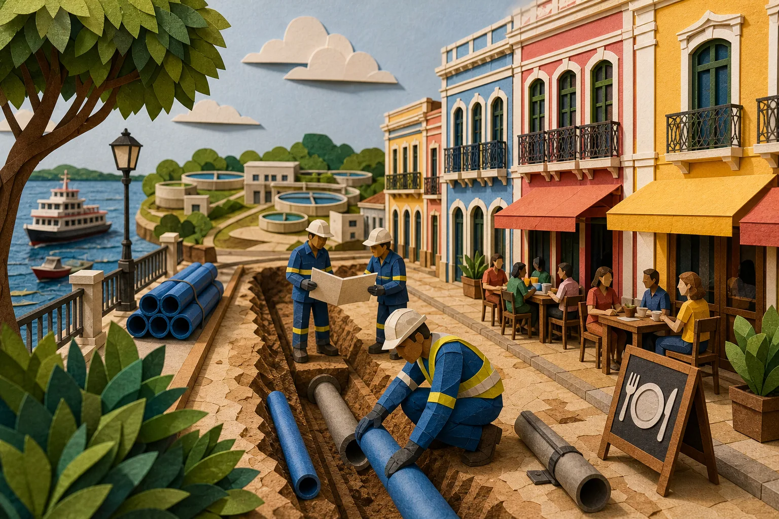 Obras de saneamento modernizam futura rota gastronômica no Centro Histórico de Manaus