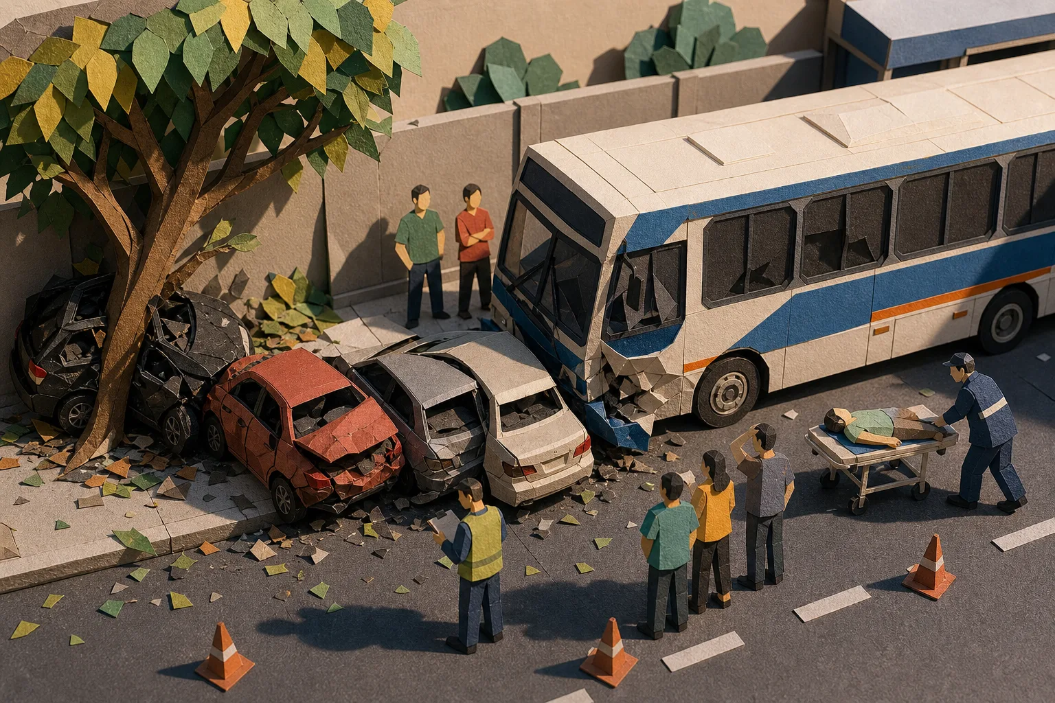 Ônibus atinge seis veículos estacionados durante avaliação de motorista em SP