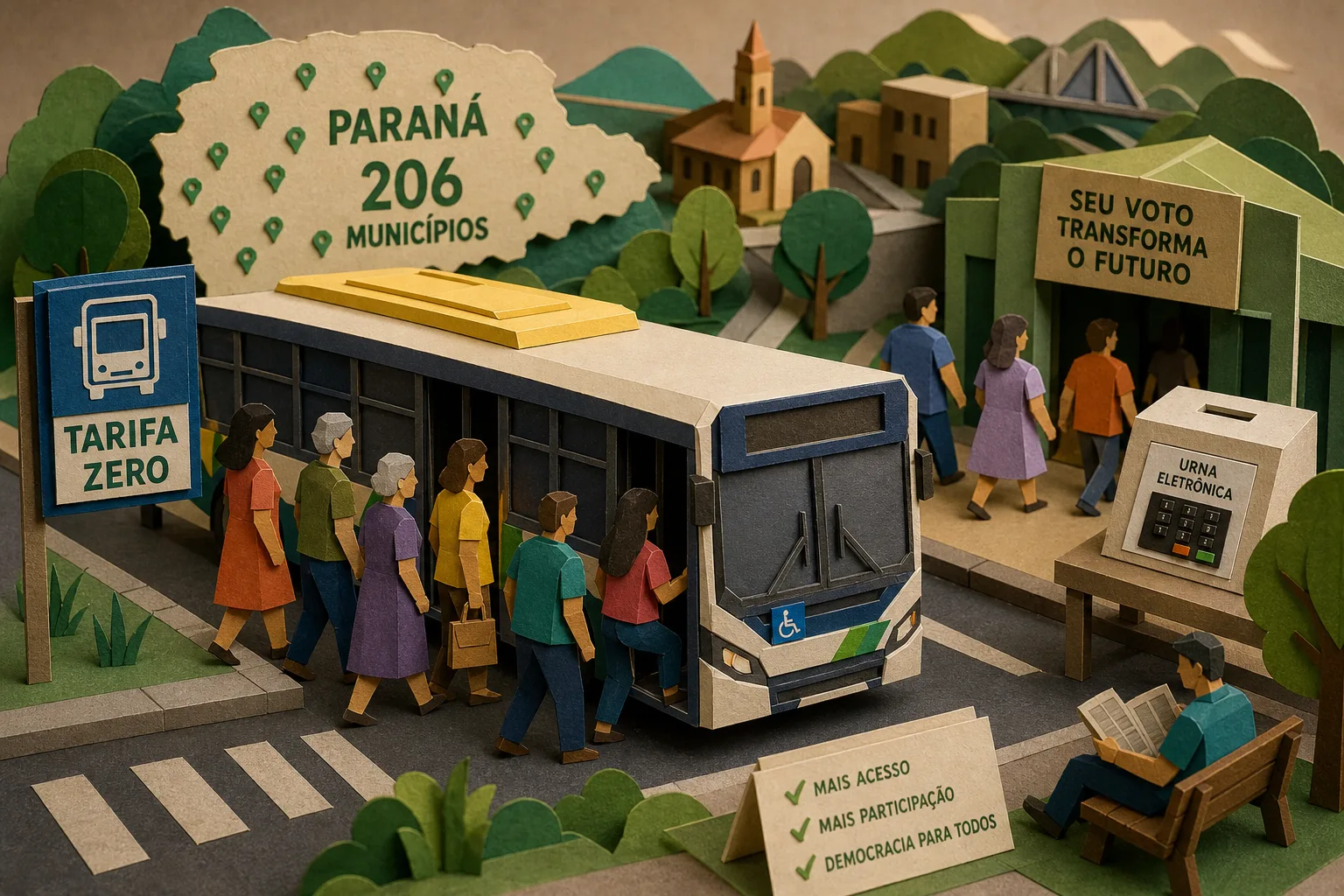 Ônibus terão tarifa zero em 206 cidades paranaenses durante votação de domingo