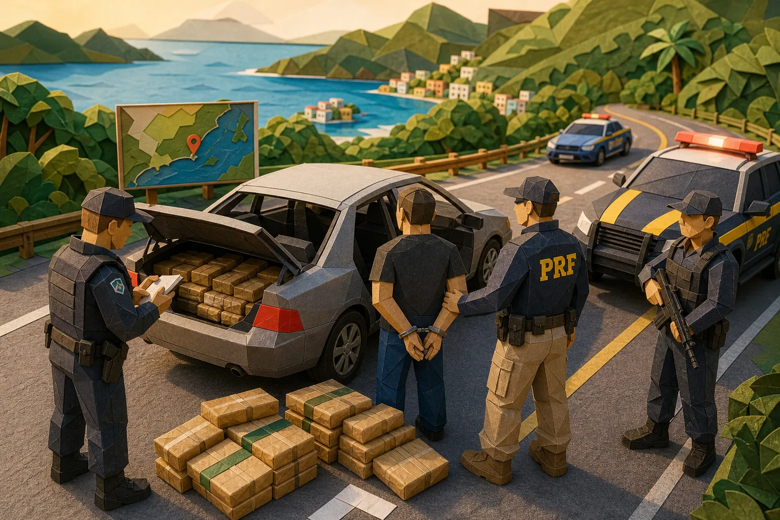 Operação entre PM e PRF intercepta carregamento de maconha na Costa Verde fluminense