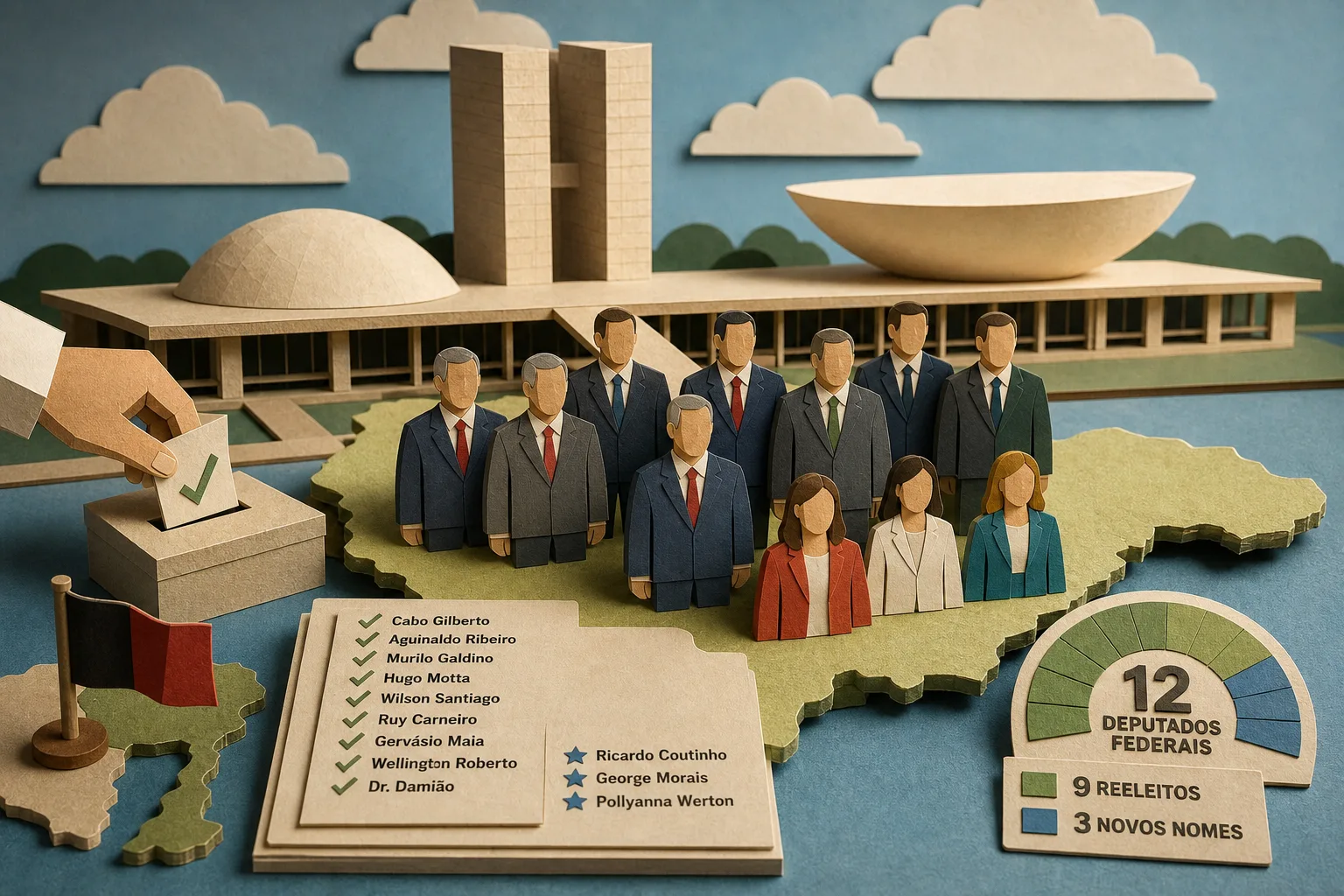 Paraíba define representantes na Câmara com nove reeleições e três nomes novos