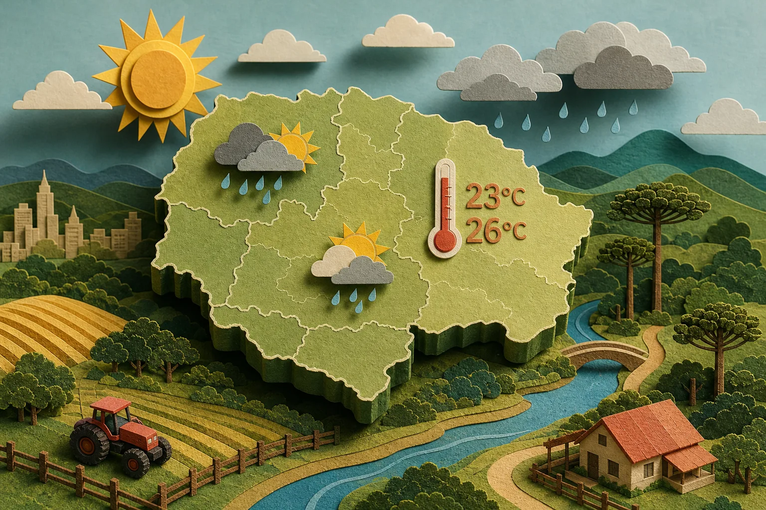 Paraná tem previsão de precipitações fracas e elevação gradual nas temperaturas
