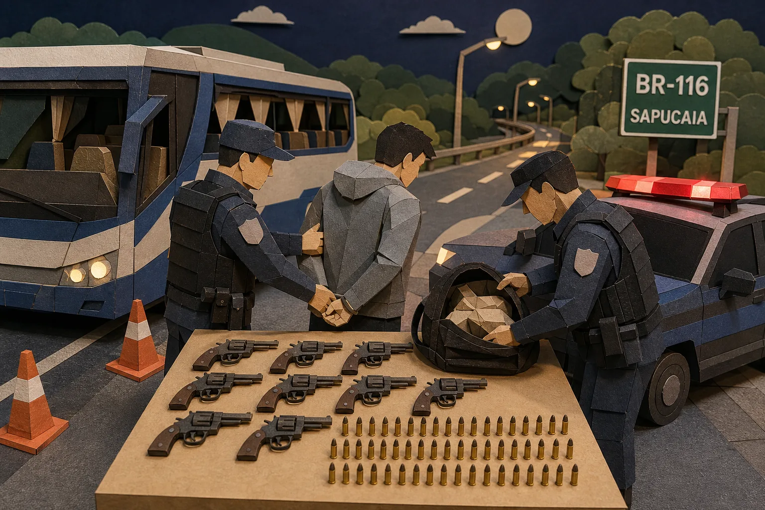 Passageiro de ônibus interestadual é detido com nove armas no interior do Rio