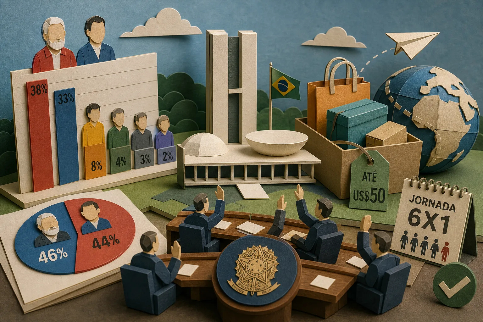 Pesquisa mostra cenário eleitoral e Congresso aprova isenção em compras no exterior