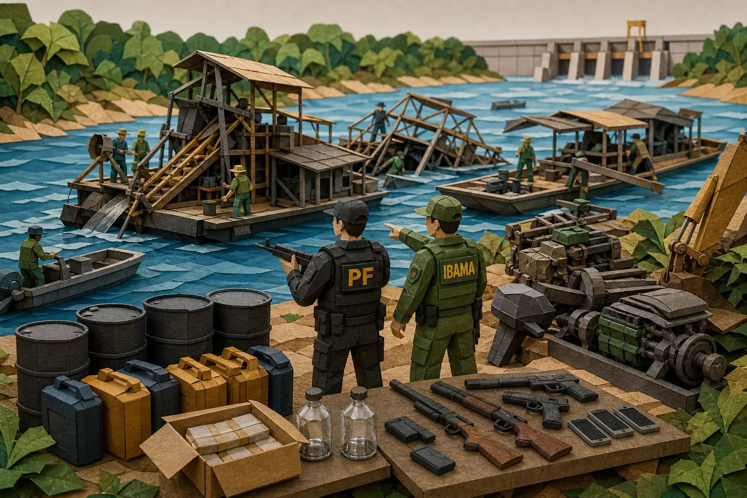 PF e Ibama desarticulam estruturas de extração ilegal de ouro no Rio Madeira