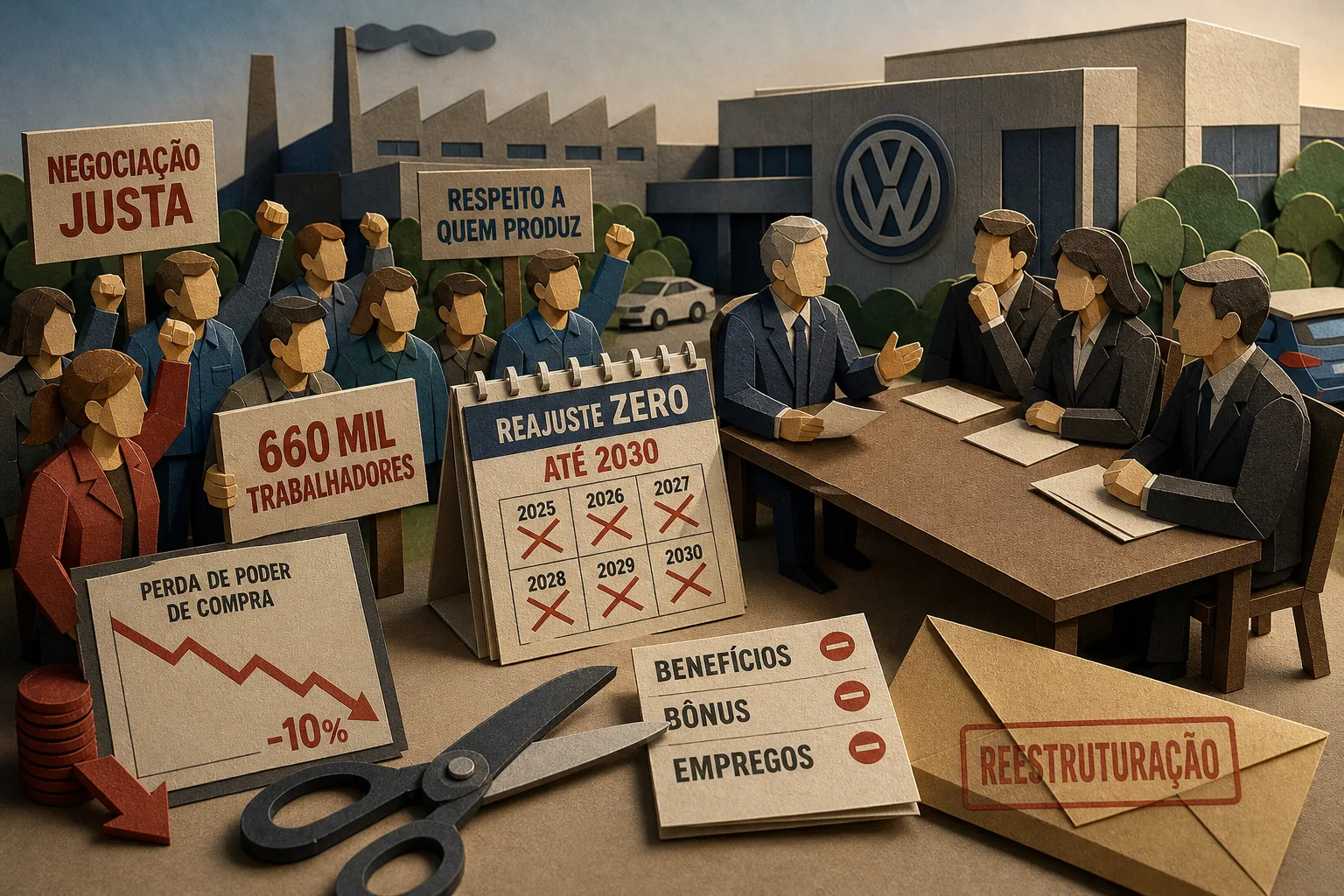 Plano de reestruturação da Volkswagen prevê reajuste zero para funcionários até 2030