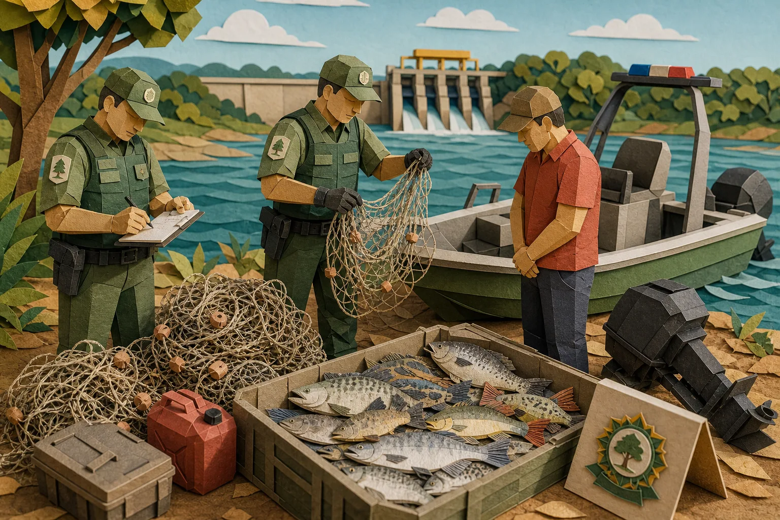 Polícia Ambiental apreende redes ilegais e multa pescador em Presidente Epitácio