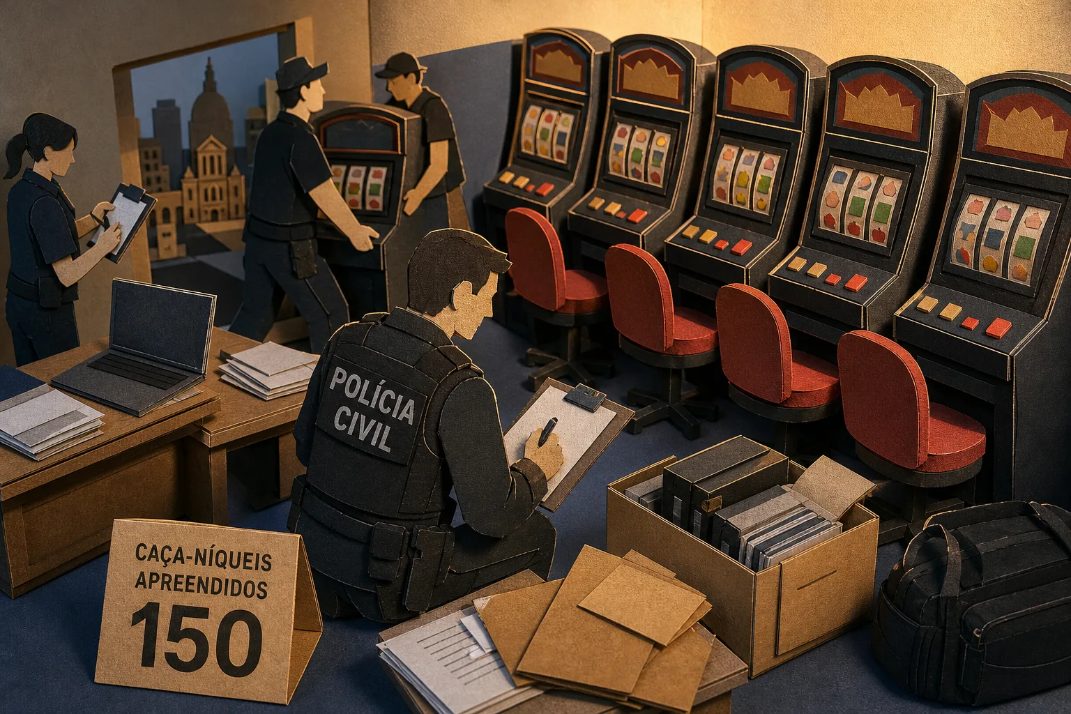 Polícia Civil desmonta esquema de jogos de azar com 150 caça-níqueis em Curitiba